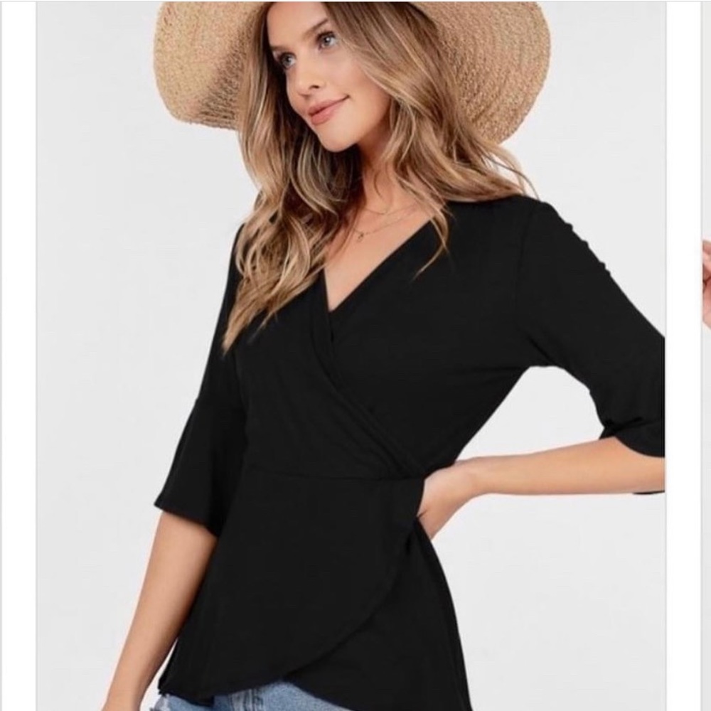 Faux wrap top black
